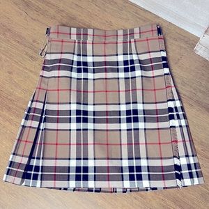 Girls Plaid A-Line Skirt in Beige